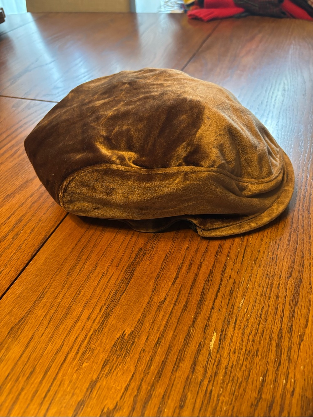 Vtg 80s adidas brown velour flat newsboy cap hat S/M hip hop